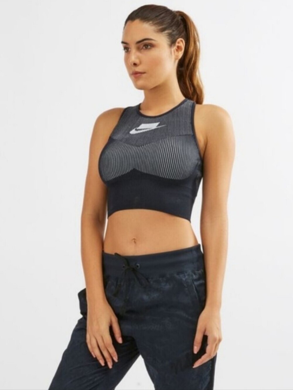 Nike Tech Knit Cropped Racerback Tank, Blue